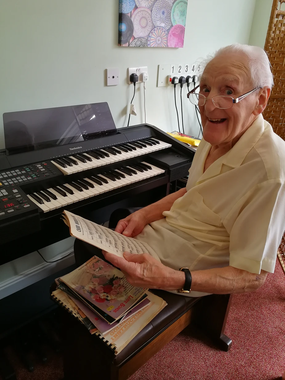 Seniors enjoying musical activities